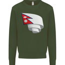 Curled Nepal Flag Nepalese Day Football Mens Sweatshirt Jumper Forest Green