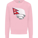 Curled Nepal Flag Nepalese Day Football Mens Sweatshirt Jumper Light Pink