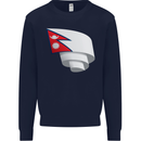 Curled Nepal Flag Nepalese Day Football Mens Sweatshirt Jumper Navy Blue