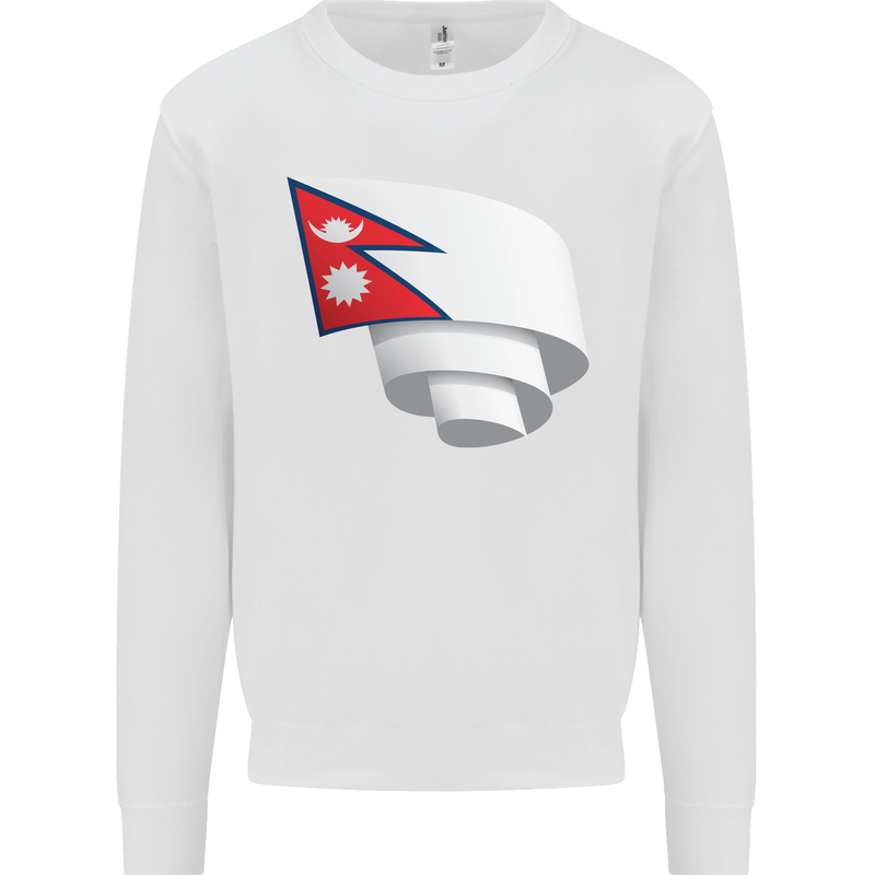 Curled Nepal Flag Nepalese Day Football Mens Sweatshirt Jumper White
