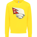 Curled Nepal Flag Nepalese Day Football Mens Sweatshirt Jumper Yellow