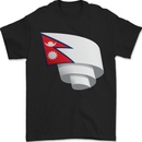 Curled Nepal Flag Nepalese Day Football Mens T-Shirt 100% Cotton Black