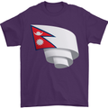 Curled Nepal Flag Nepalese Day Football Mens T-Shirt 100% Cotton Purple