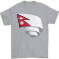 Curled Nepal Flag Nepalese Day Football Mens T-Shirt 100% Cotton Sports Grey