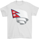 Curled Nepal Flag Nepalese Day Football Mens T-Shirt 100% Cotton White