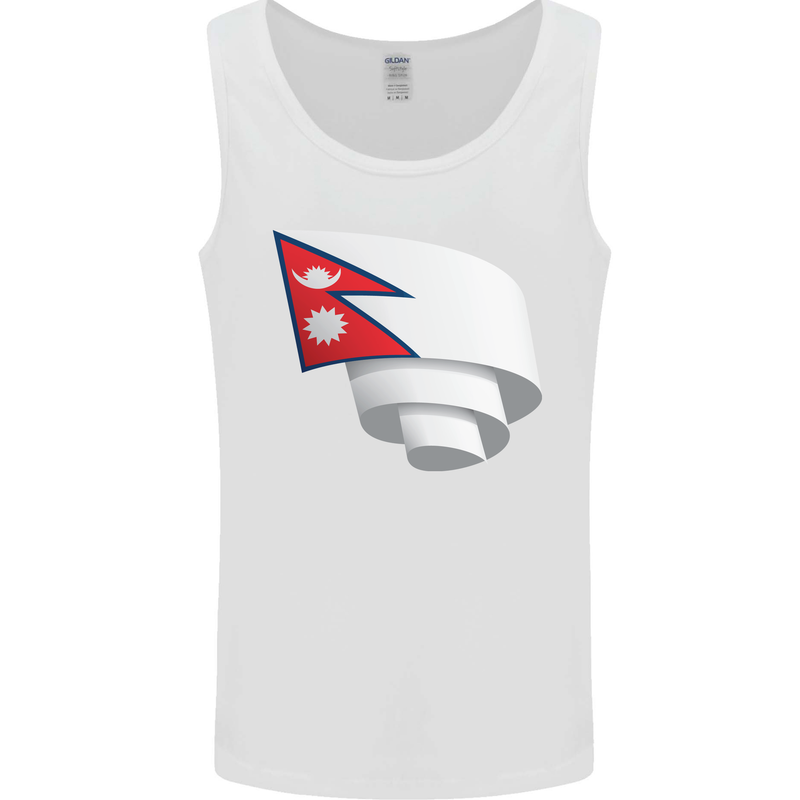 Curled Nepal Flag Nepalese Day Football Mens Vest Tank Top White