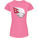 Curled Nepal Flag Nepalese Day Football Womens Petite Cut T-Shirt Azalea