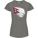 Curled Nepal Flag Nepalese Day Football Womens Petite Cut T-Shirt Charcoal
