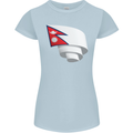 Curled Nepal Flag Nepalese Day Football Womens Petite Cut T-Shirt Light Blue