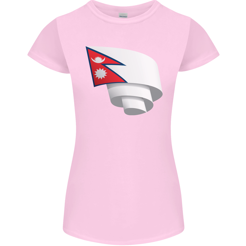 Curled Nepal Flag Nepalese Day Football Womens Petite Cut T-Shirt Light Pink