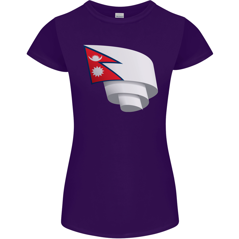Curled Nepal Flag Nepalese Day Football Womens Petite Cut T-Shirt Purple