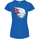 Curled Nepal Flag Nepalese Day Football Womens Petite Cut T-Shirt Royal Blue