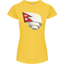 Curled Nepal Flag Nepalese Day Football Womens Petite Cut T-Shirt Yellow