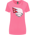 Curled Nepal Flag Nepalese Day Football Womens Wider Cut T-Shirt Azalea