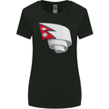 Curled Nepal Flag Nepalese Day Football Womens Wider Cut T-Shirt Black