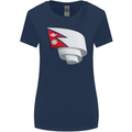 Curled Nepal Flag Nepalese Day Football Womens Wider Cut T-Shirt Navy Blue