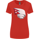 Curled Nepal Flag Nepalese Day Football Womens Wider Cut T-Shirt Red