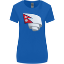 Curled Nepal Flag Nepalese Day Football Womens Wider Cut T-Shirt Royal Blue