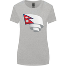 Curled Nepal Flag Nepalese Day Football Womens Wider Cut T-Shirt Sports Grey