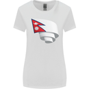 Curled Nepal Flag Nepalese Day Football Womens Wider Cut T-Shirt White