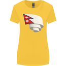 Curled Nepal Flag Nepalese Day Football Womens Wider Cut T-Shirt Yellow