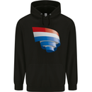 Curled Netherlands Flag Holland Dutch Day Football Childrens Kids Hoodie Black