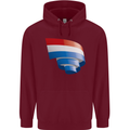 Curled Netherlands Flag Holland Dutch Day Football Childrens Kids Hoodie Maroon