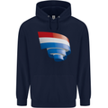 Curled Netherlands Flag Holland Dutch Day Football Childrens Kids Hoodie Navy Blue