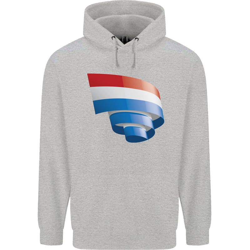 Curled Netherlands Flag Holland Dutch Day Football Childrens Kids Hoodie Sports Grey
