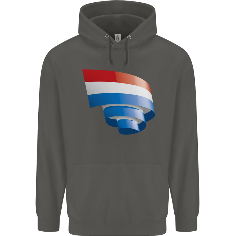 Curled Netherlands Flag Holland Dutch Day Football Childrens Kids Hoodie Storm Grey