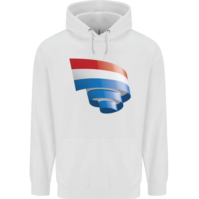 Curled Netherlands Flag Holland Dutch Day Football Childrens Kids Hoodie White