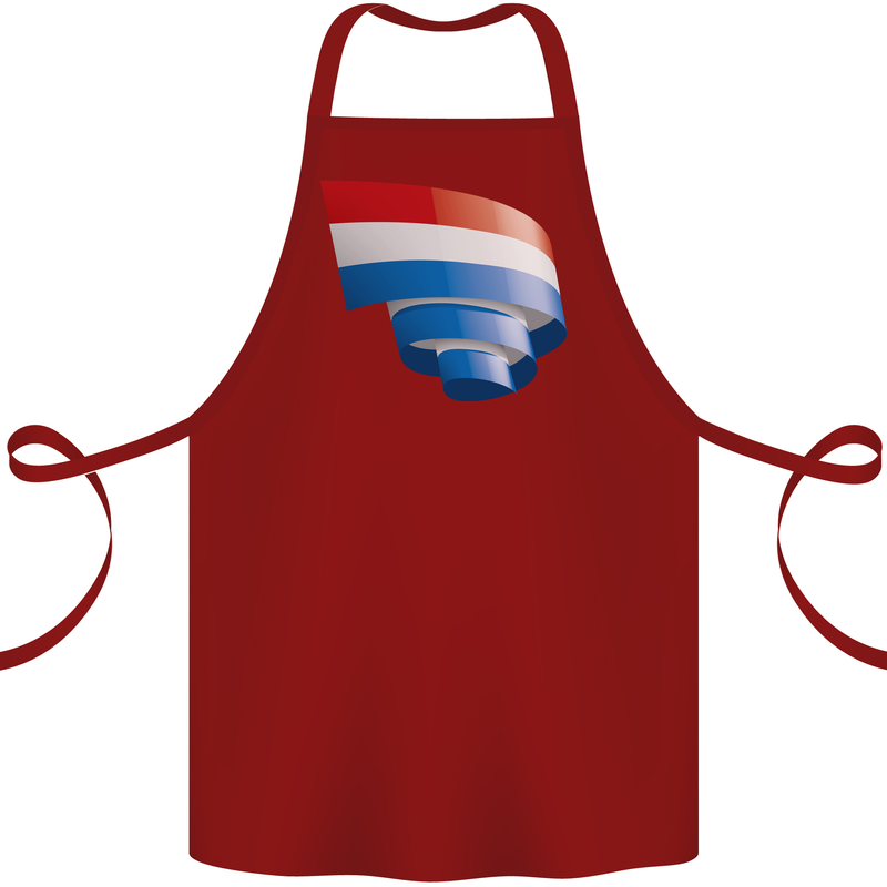 Curled Netherlands Flag Holland Dutch Day Football Cotton Apron 100% Organic Maroon