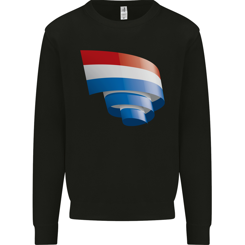 Curled Netherlands Flag Holland Dutch Day Football Kids Sweatshirt Jumper Black