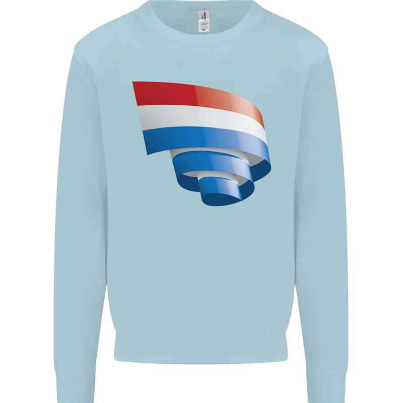 Curled Netherlands Flag Holland Dutch Day Football Kids Sweatshirt Jumper Light Blue