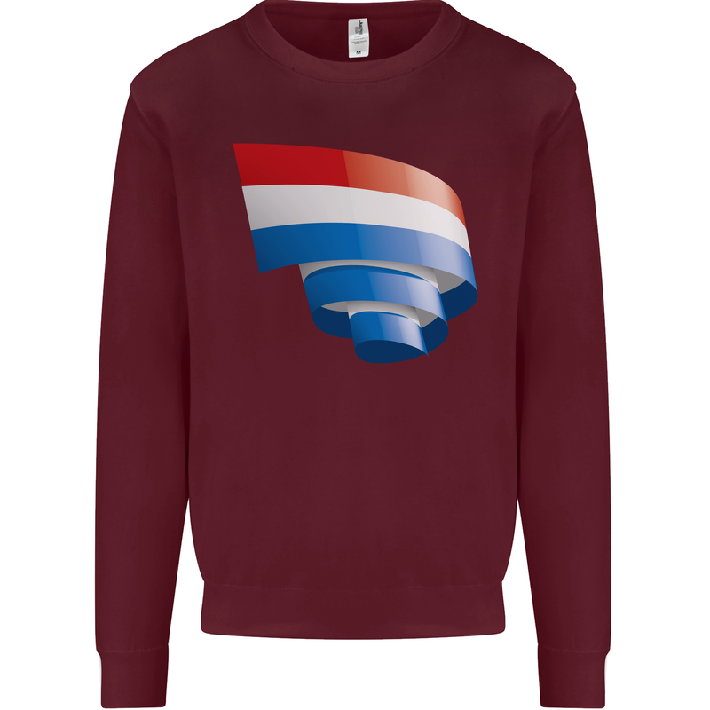 Curled Netherlands Flag Holland Dutch Day Football Kids Sweatshirt Jumper Maroon