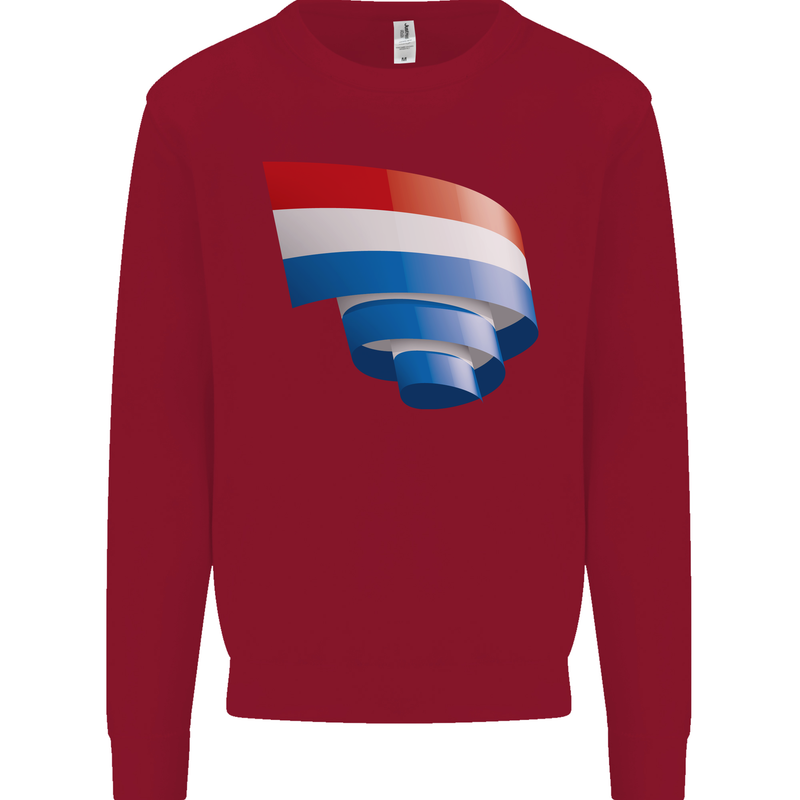 Curled Netherlands Flag Holland Dutch Day Football Kids Sweatshirt Jumper Red
