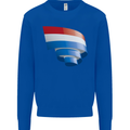Curled Netherlands Flag Holland Dutch Day Football Kids Sweatshirt Jumper Royal Blue