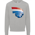 Curled Netherlands Flag Holland Dutch Day Football Kids Sweatshirt Jumper Sports Grey