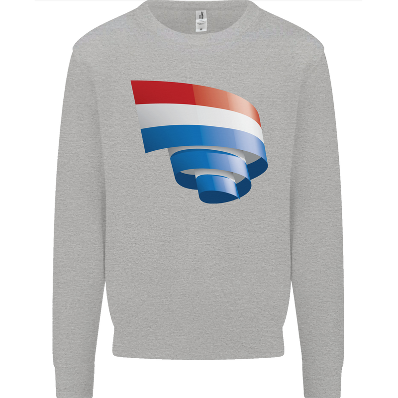 Curled Netherlands Flag Holland Dutch Day Football Kids Sweatshirt Jumper Sports Grey