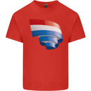 Curled Netherlands Flag Holland Dutch Day Football Kids T-Shirt Childrens Red