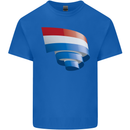 Curled Netherlands Flag Holland Dutch Day Football Kids T-Shirt Childrens Royal Blue