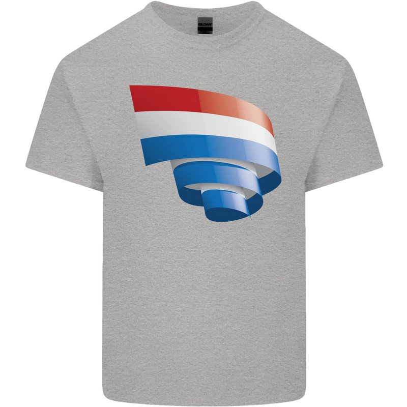Curled Netherlands Flag Holland Dutch Day Football Kids T-Shirt Childrens Sports Grey