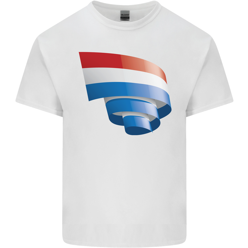 Curled Netherlands Flag Holland Dutch Day Football Kids T-Shirt Childrens White