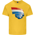 Curled Netherlands Flag Holland Dutch Day Football Kids T-Shirt Childrens Yellow