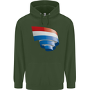 Curled Netherlands Flag Holland Dutch Day Football Mens 80% Cotton Hoodie Forest Green