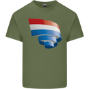 Curled Netherlands Flag Holland Dutch Day Football Mens Cotton T-Shirt Tee Top Military Green