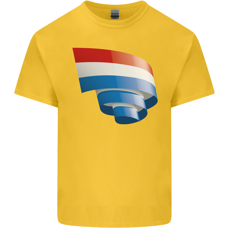 Curled Netherlands Flag Holland Dutch Day Football Mens Cotton T-Shirt Tee Top Yellow