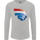 Curled Netherlands Flag Holland Dutch Day Football Mens Long Sleeve T-Shirt Sports Grey