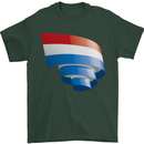 Curled Netherlands Flag Holland Dutch Day Football Mens T-Shirt 100% Cotton Forest Green