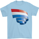 Curled Netherlands Flag Holland Dutch Day Football Mens T-Shirt 100% Cotton Light Blue